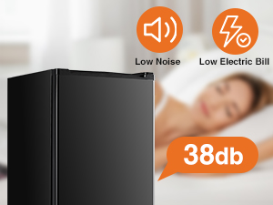 The low-noise fridge operates at 38dB.
