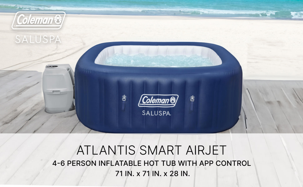 Coleman SaluSpa Atlantis AirJet Inflatable Hot Tub with 140 Soothing Jets, Blue
