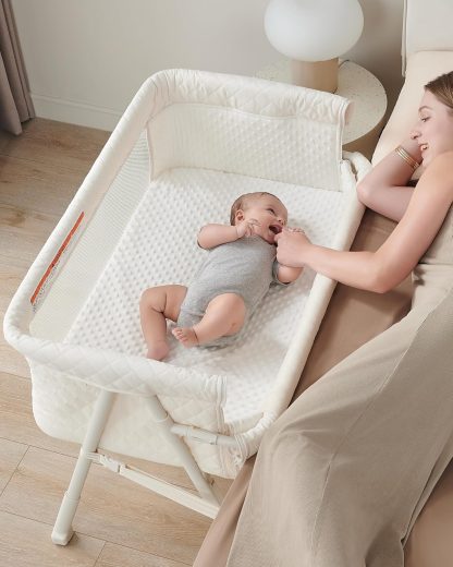Bassinet Bedside Sleeper Baby Crib for Newborn Baby Bassinets Bedside Sleeper 4 Auto-Lock