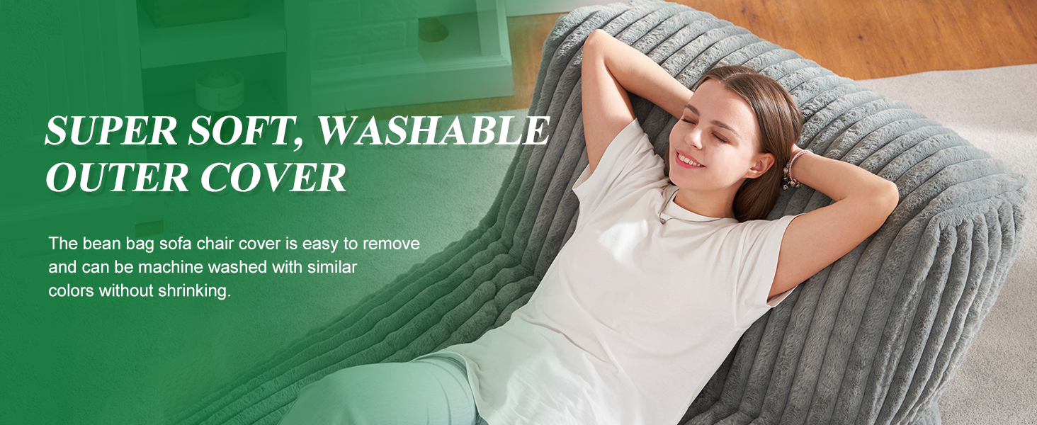 The bean bag cover can be removed and machine washable