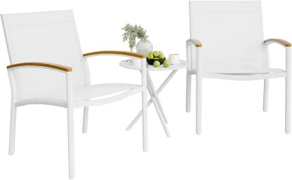 Shintenchi 3 Pieces Patio Bistro Sets Outdoor Textilene Fabric Conversation Bistro Set