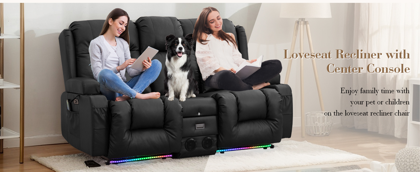 loveseat recliner with center console