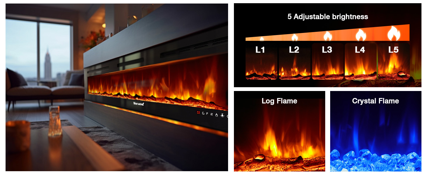 Electric Fireplace 60Inch Heater