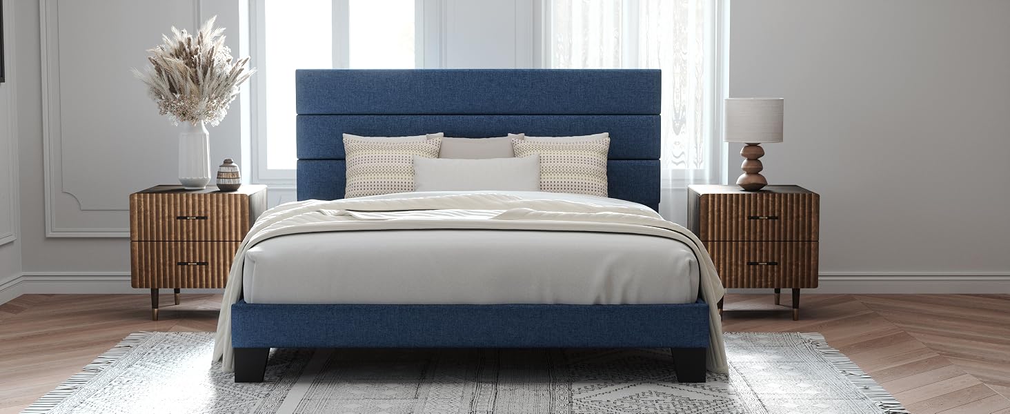 Navy blue bed frame