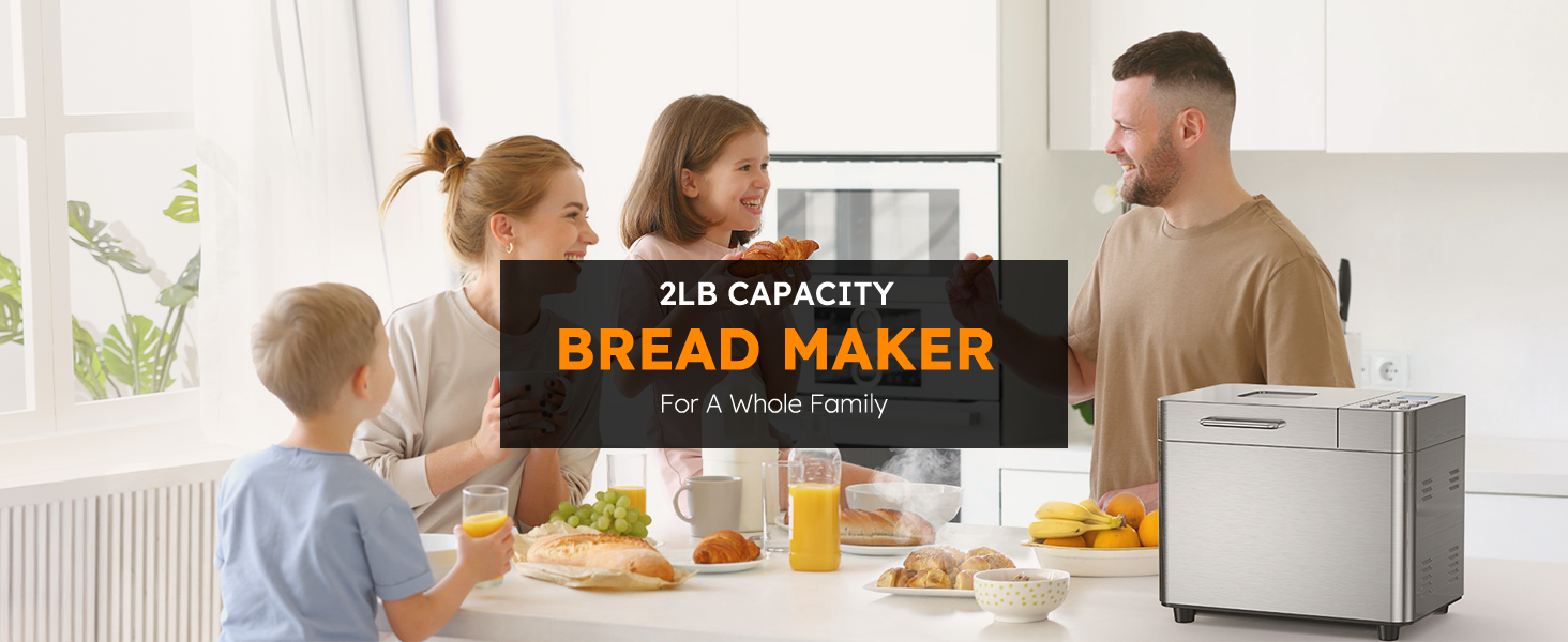 2lb large capacity bread maker for home 17 in 1 bread maker with nonstick pan gluten free breadmaker