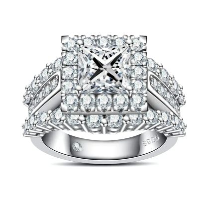 Princess Cut Moissanite Engagement Rings 3.884cttw(2CT Center Stone) D Color VVS1