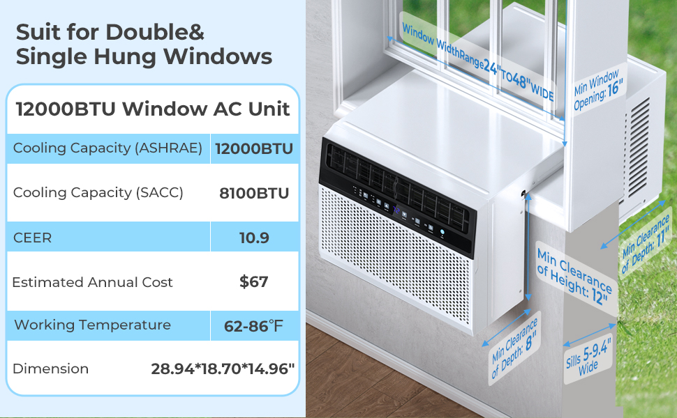 12000BTU U Shaped Window Air Conditioner