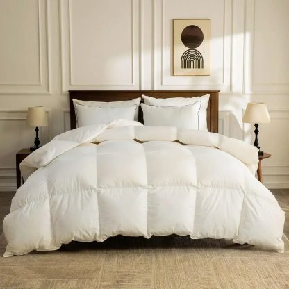 Organic down comforter queen size fluffy down core 100% cotton cover fluffy down filling