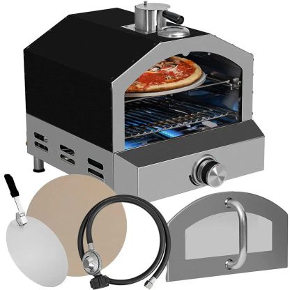 Outdoor Hassle-Free Self-Rotating Gas Pizza Oven