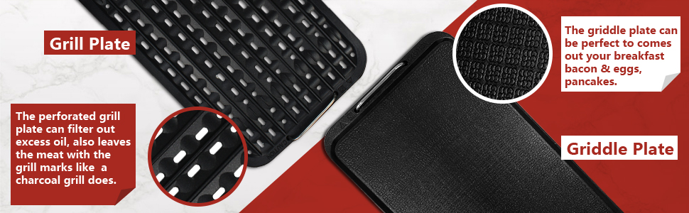 Non-stick Removable Grill Plate & Griddle Plate
