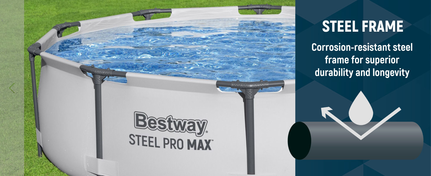 Bestway Steel Pro MAX 10'x30" Round Above Ground Outdoor Swimming Pool with Pump Car a 3