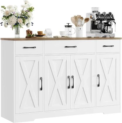Sideboard with drawers large 55-inch sideboard modern farmhouse wood kitchen dining table