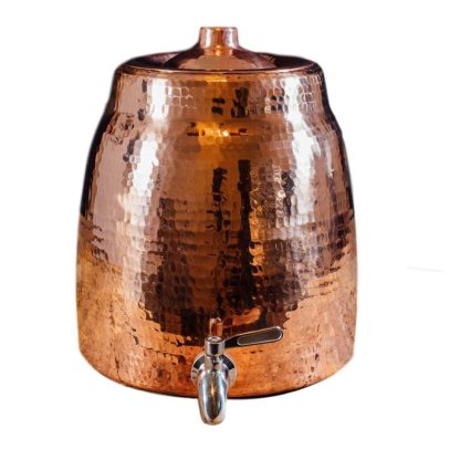 Niagara Water Dispenser / 100% Pure Copper, Heavy Gauge, Hand Hammered / 2+ Gallons Capacity, Holds 2 - 5 Gallon Water Jugs / Lid and Stainless Steel Spigot Included