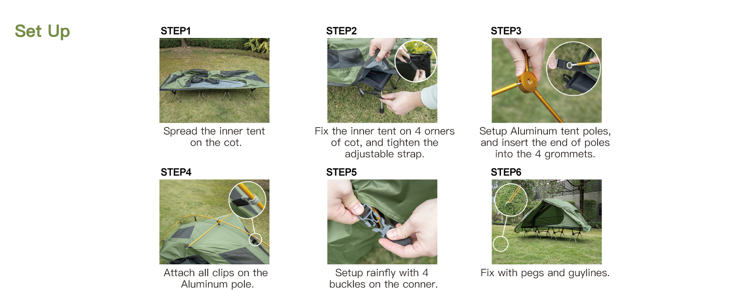 camping cot tent set up