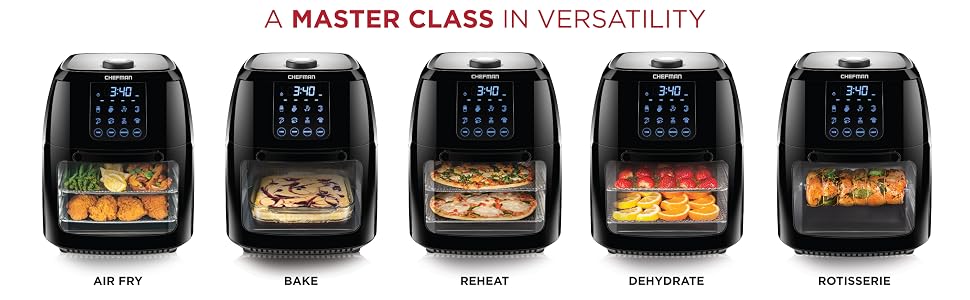 air fryer convection oil less airfryer electric family size rotisserie dehydrator oven cooker 6 qt
