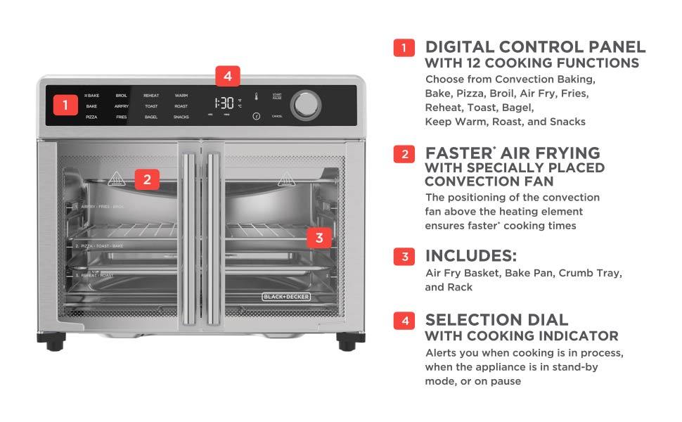 air fryer oven bake broil pizza reheat