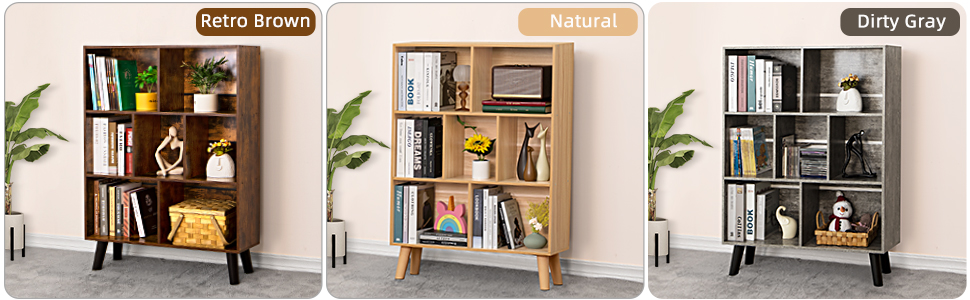 LEYAOYAO Wooden 7 Cube Book Shelf