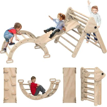 Multifunction Montessori Wooden Triangle Climbing Toys