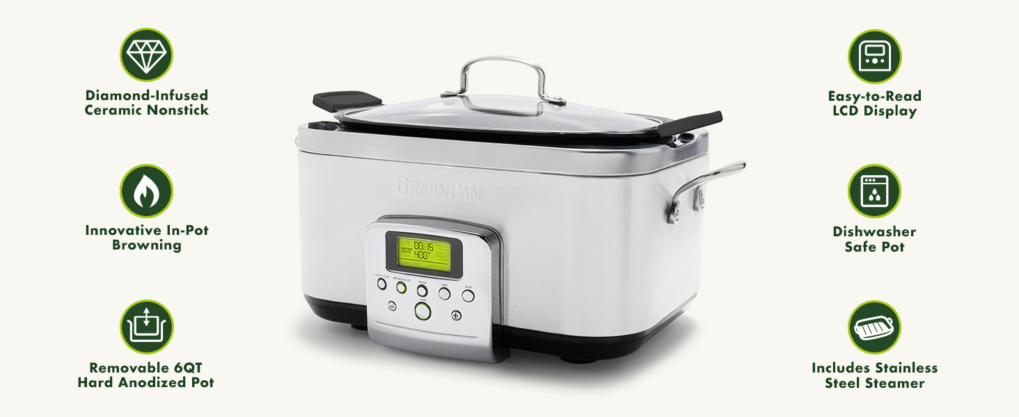 GreenPan, Ceramic Nonstick, PFAS-Free, Non-Toxic, Electrics, Slow Cooker