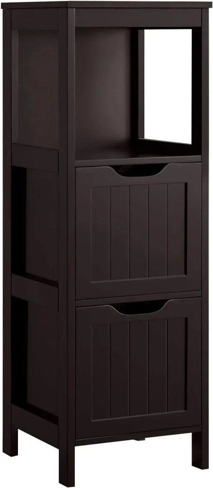 Bathroom Floor Cabinet Wooden Storage Cabinet with 2 Drawers Multifunctional Side Organizer Rack