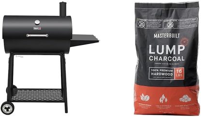 Royal Gourmet CC1830 30 Inch Barrel Charcoal Grill with Side Table, Outdoor BBQ Grill with 627 Sq. In. Cooking Space for Backyard, Patio and Parties, Black