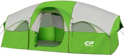 CAMPROS CP Tent 8 Person Camping Tents, Weather Resistant Family Tent, 5 Large Mesh Windows, Double Layer, Divided Curtain for Separated Room, Portable with Carry Bag
