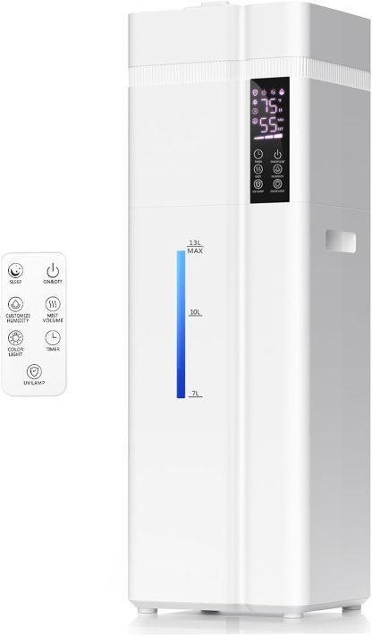 13L/3.43Gal Humidifier 800 feet coverage, 100 hours run time, automatic humidity control