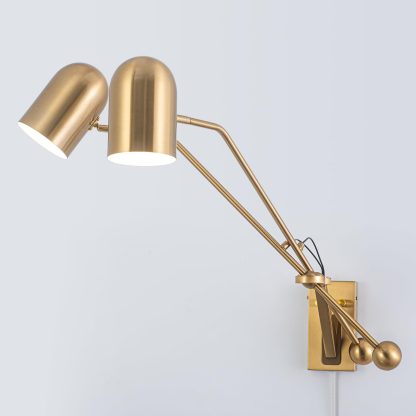 Modern Plug in Wall Sconces Set of 2, Black Swing Arm Wall Lights with ON/Off Switch Cord for Bedroom Living Room