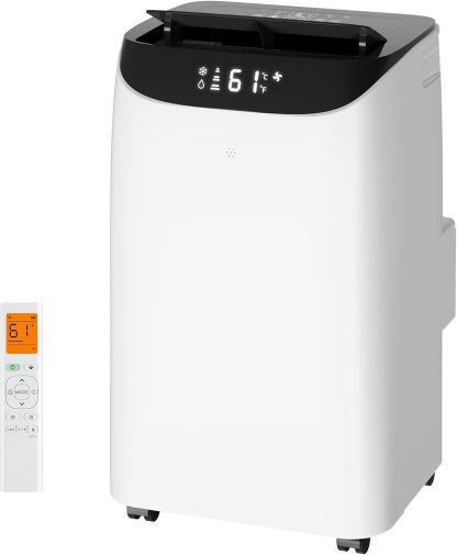 14,000 BTU Portable Air Conditioner Cools Up to 700 Sq.Ft, 3-IN-1 Energy Efficient Portable AC Unit with Remote Control & Installation Kits for Large Room, Campervan, Office, Temporary Space
