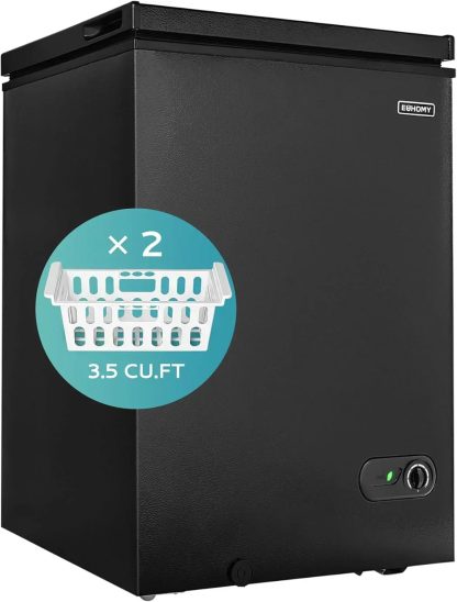EUHOMY 3.5 Cu.Ft Chest Freezer with Removable Basket Small Deep Freezer Adjustable 7 Thermostat