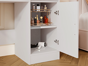 White LED bulb vanity cabinet