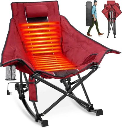 Heated Camping Chair Extra Large Heated Chair Outdoor Sports Chair with 3 Heat Levels on Back