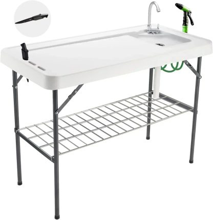 Folding Fish Cleaning Table Portable Camping Sink Table Outdoor Fish Fillet Cleaning Station