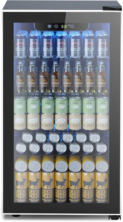 Mini Fridge 130 Can Beverage Refrigerator Cooler Drink Fridge Adjustable Temperature Control