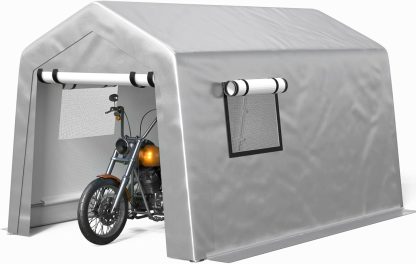 6x8 ft Heavy Duty Carport Tent Portable Garage with Removable Side Walls and Door Four Seasons Tarpaulin