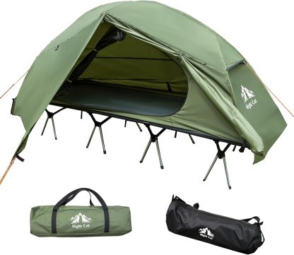 Camping Cot Tent - Waterproof 1-Person Off-Ground Combo Cot Bed for Adults Portable Easy Set-up Tent