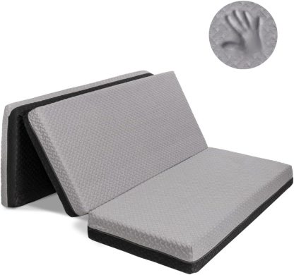 Milliard Dual Sided Premium Tri Folding Mattress, Memory Foam Foldable Mattress with Waterproof Washable Cover + Bonus Eye Mask Included