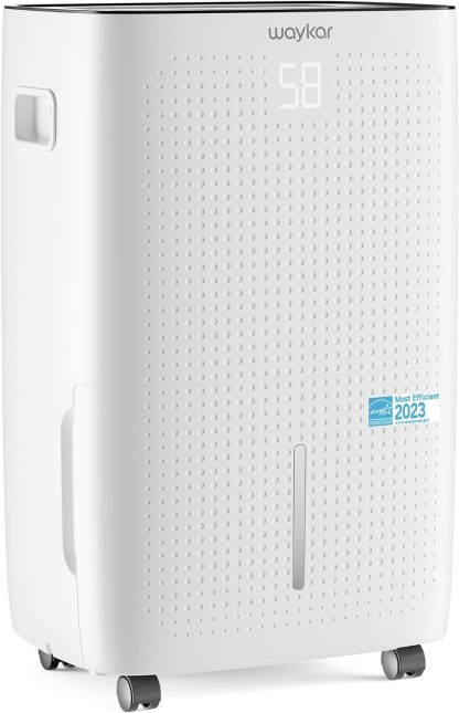 Waykar 2000 Sq. Ft Dehumidifier for Home and Basements, with Auto or Manual Drainage, 0.66 Gallon Water Tank Capacity