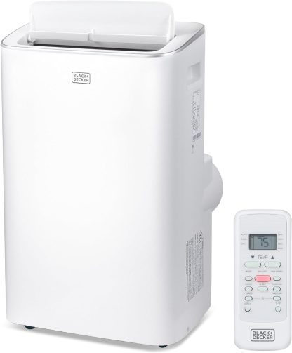 BLACK+DECKER Smart Portable Air Conditioner,12,000 BTU, for Rooms Up To 550 Sq. Ft., Portable AC with Inverter Compressor & Window Kit, BPACT08NM, White