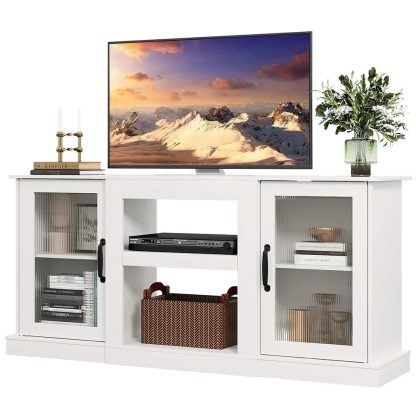Fireplace TV Stand for 65" TV Entertainment Center with 18 Inch Electric Fireplace