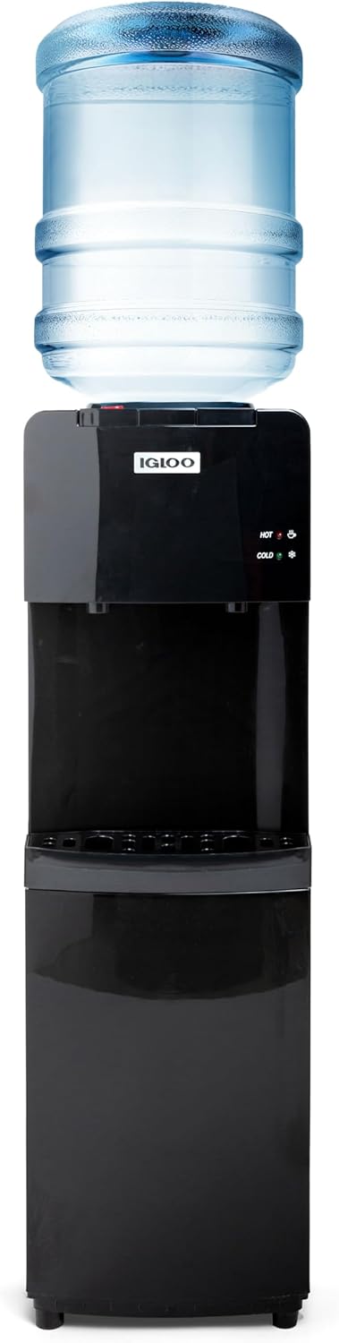 Igloo Top Loading Water Dispenser "Hot and Cold Water Dispenser" Black and Stainless Steel