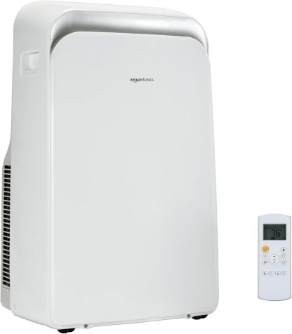Amazon Basics 3-In-1 Portable Air Conditioner with Remote, Timer, Sleep Mode, Auto Swing, Dehumidifier, 10000 BTU (ASHRAE)/6000 BTU (SACC), Cools Bedroom Up to 450 Sqf, White