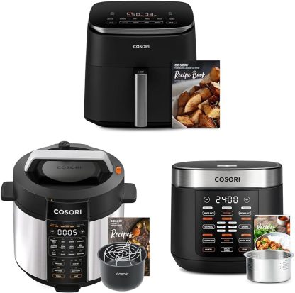 COSORI Pressure Cooker 6 qt, 9-in-1 Instant Multi Kitchen Appliances, Safer Venting Design, Rice Cooker, Slow Cooking Pot, Sous Vide, Saute Pot, 1100W, Stainless Steel