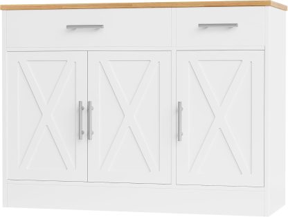 Shintenchi Modern Farmhouse Sideboard Buffet Cabinet with Storage with 3 Doors