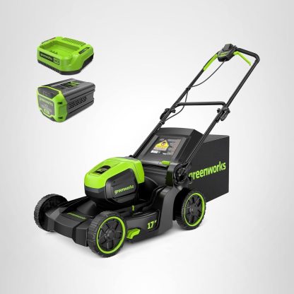 Greenworks 60V 17" Brushless Cordless Push Lawn Mower 2-in-1 Mulching/Bagging 4.0Ah Battery