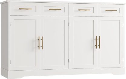 HOSTACK 60" Large Buffet Sideboard with Storage 36" Tall Kitchen Buffet Storage Cabinet 4 Drawer