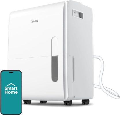 4,500 Sq. Ft.Dehumidifier for Basement, Energy Star Certified, With Reusable Air Filter 50 Pint - Ideal For Basements, Large & Medium Sized Rooms, And Bathrooms (White)