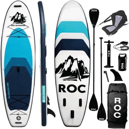Roc Inflatable Stand Up Paddle Board 10' 6" with Premium SUP Paddle Board Accessories