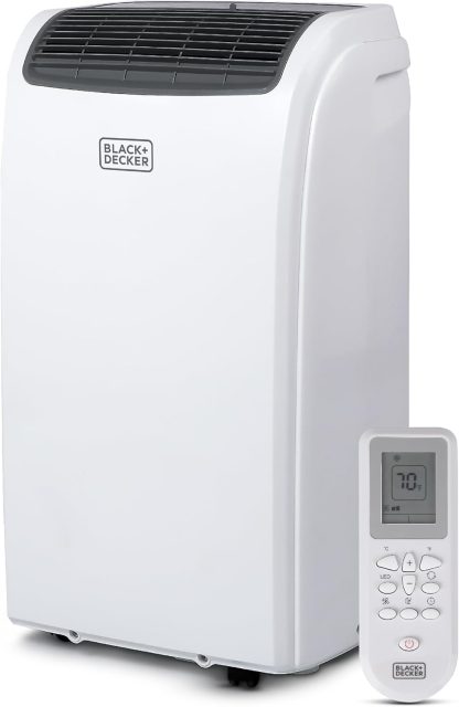 BLACK+DECKER Smart Portable Air Conditioner, 12,000 BTU for Rooms up to 550 Sq. Ft., Smart Portable AC with Follow Me Remote and Window Kit, BPACT12WT, White