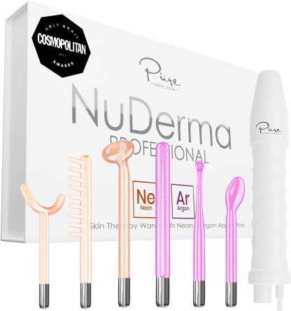 NuDerma Professional Skin Therapy Wand Portable Skin Therapy Machine 6 Neon Argon Wands